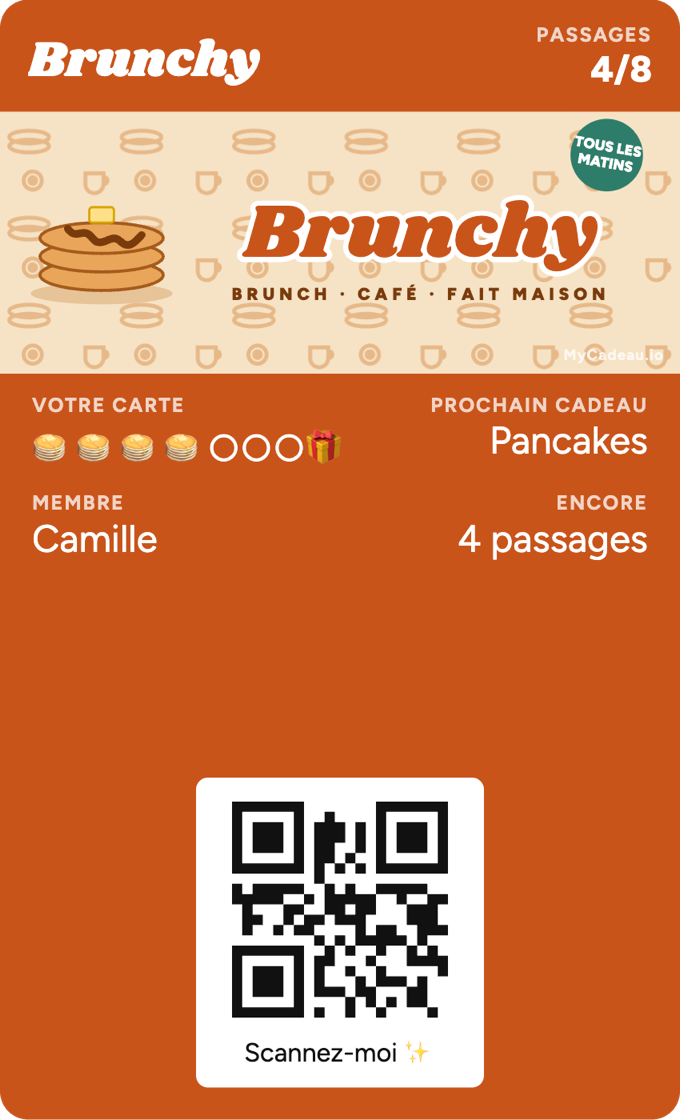 Carte de fidélité Brunchy dans le Wallet (exemple)